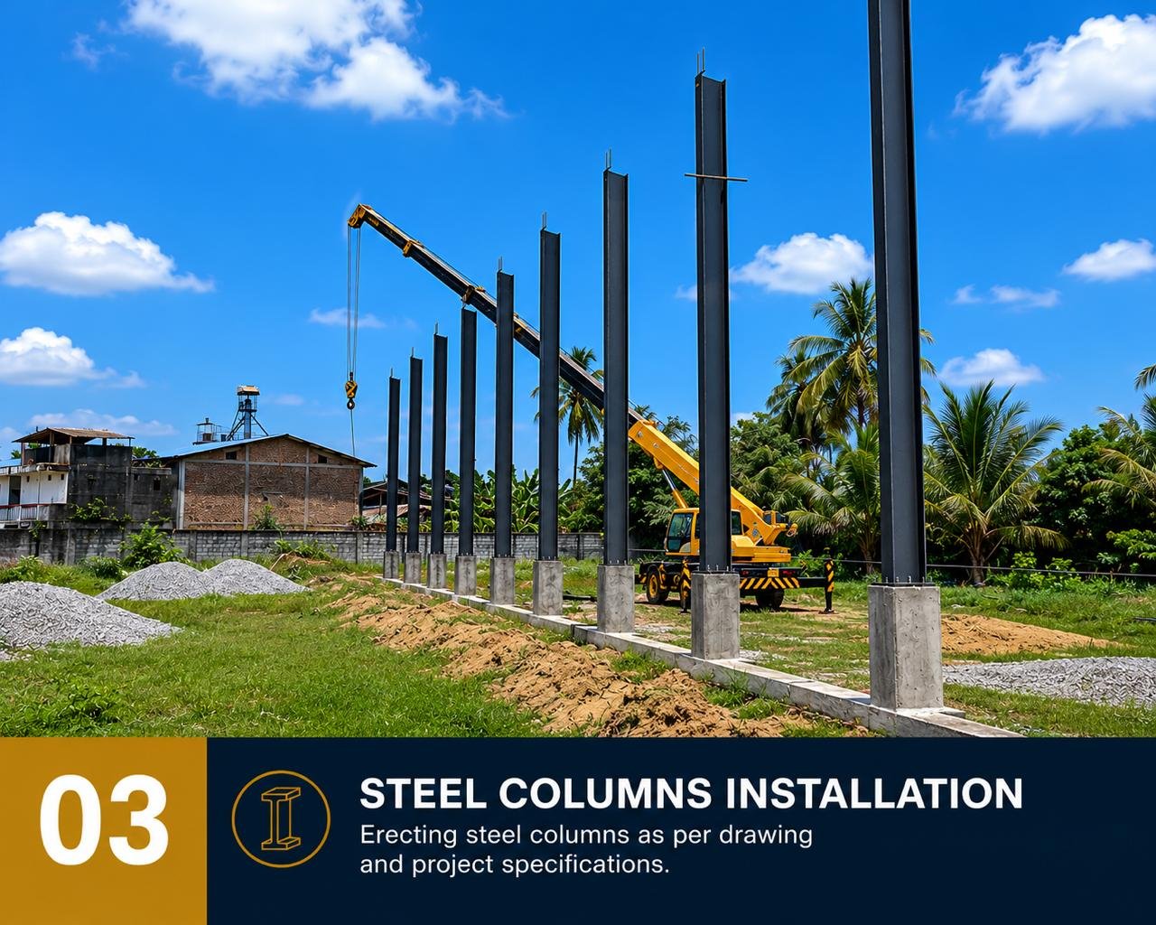 Step 03 — Steel Columns Installation