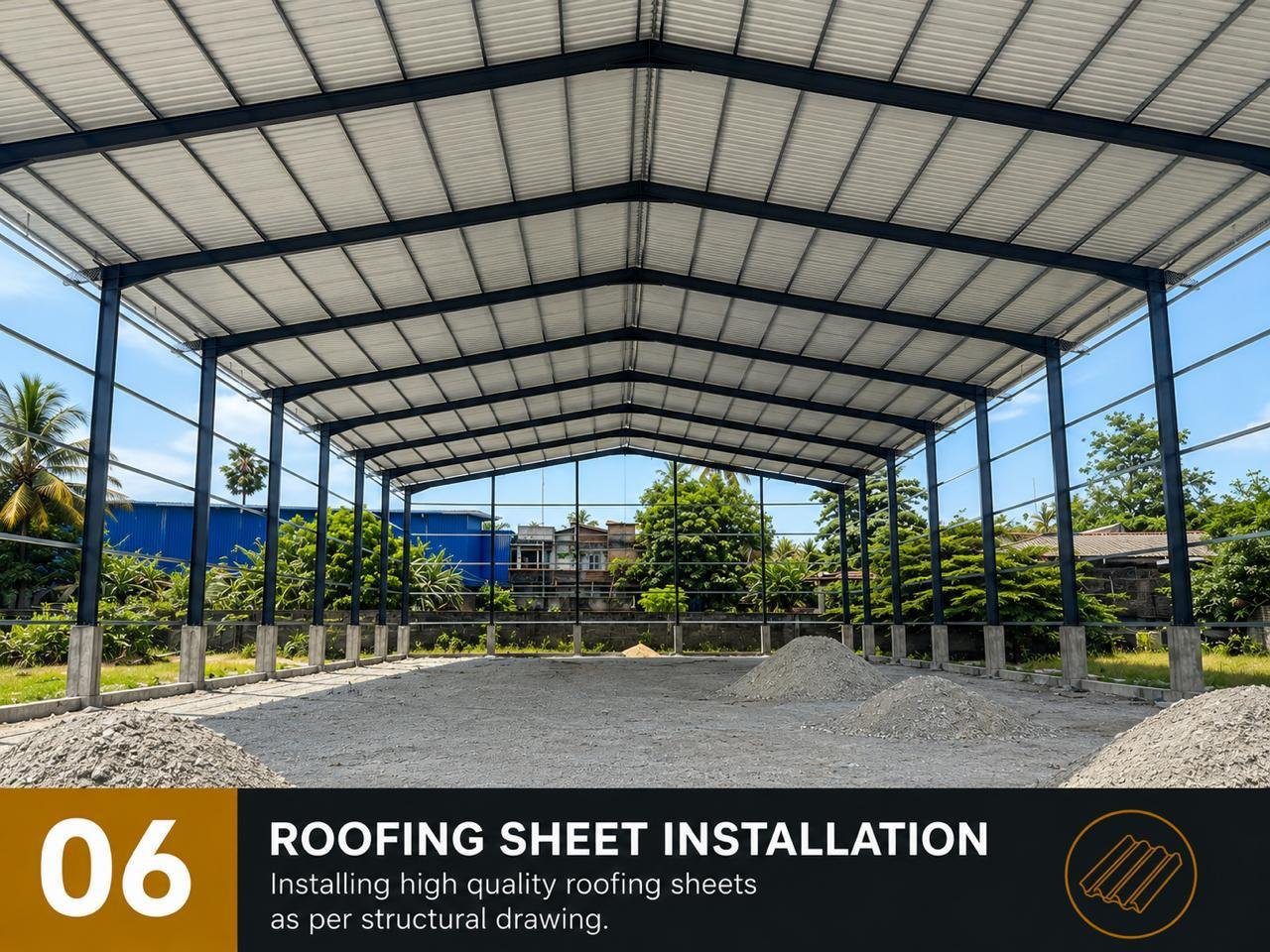 Step 06 — Roofing Sheet Installation